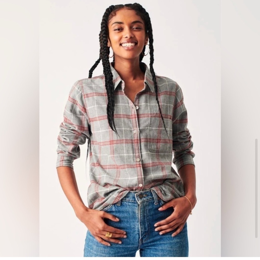 Faherty The Classic flannel shirt size L plaid girlfriend style western